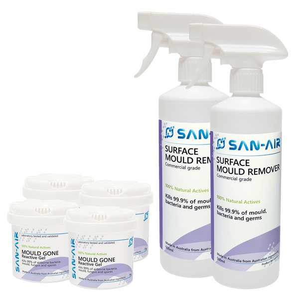 SAN-AIR HUGE Mould Treatment BUNDLE- 2 Mould Remover Sprays  + 4 Mould Gone Gels