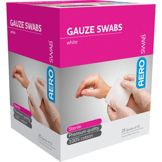 Gauze Swabs Sterile 7.5x7.5cm (Pack of 3)