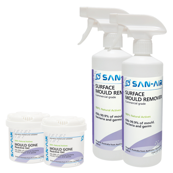 SAN-AIR Mould Treatment BUNDLE - 2 Mould Remover Sprays  + 2 Mould Gone Gels