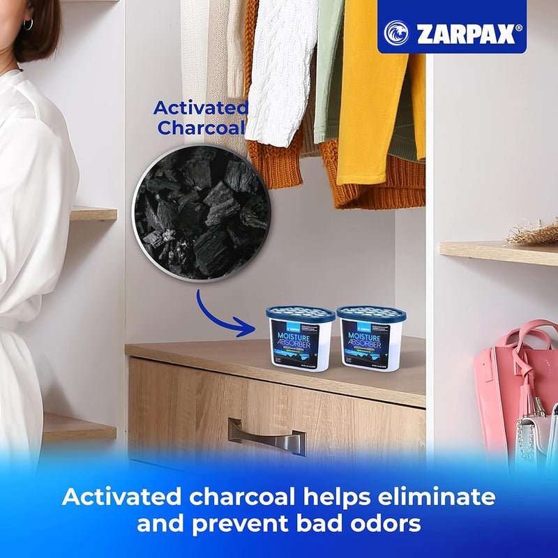 Zarpax Moisture Absorber Activated Charcoal 185g (6 & 15 Pack) - Small