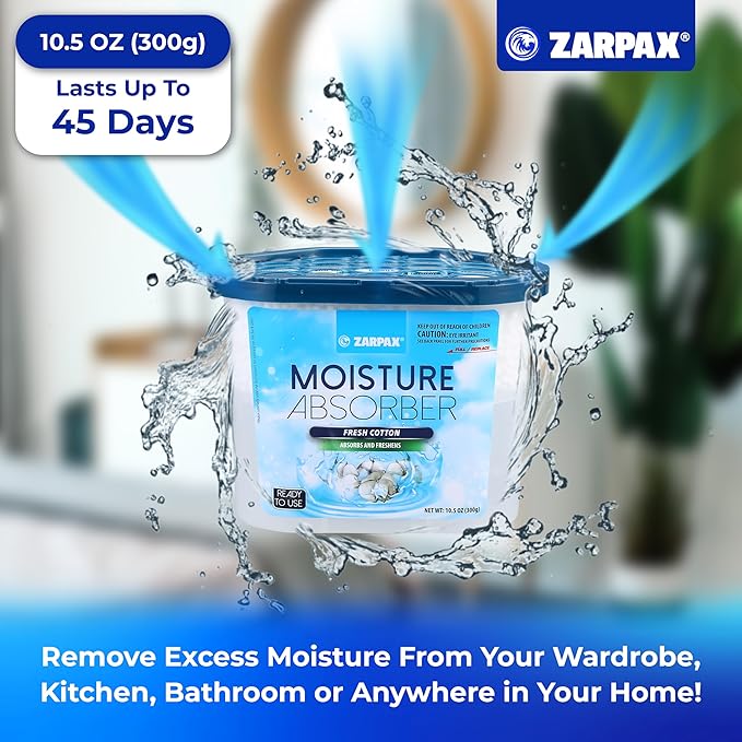 Zarpax Moisture Absorber Fresh Cotton Fragrance 185g (6 & 15 Pack) - Small