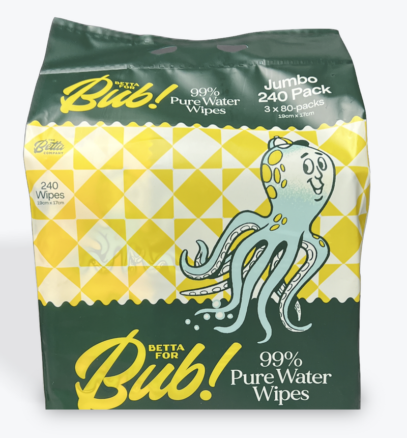 Betta for Bub - Natural Pure Water Baby Wipes - 3 x 80 pack - Jumbo 240 Pack