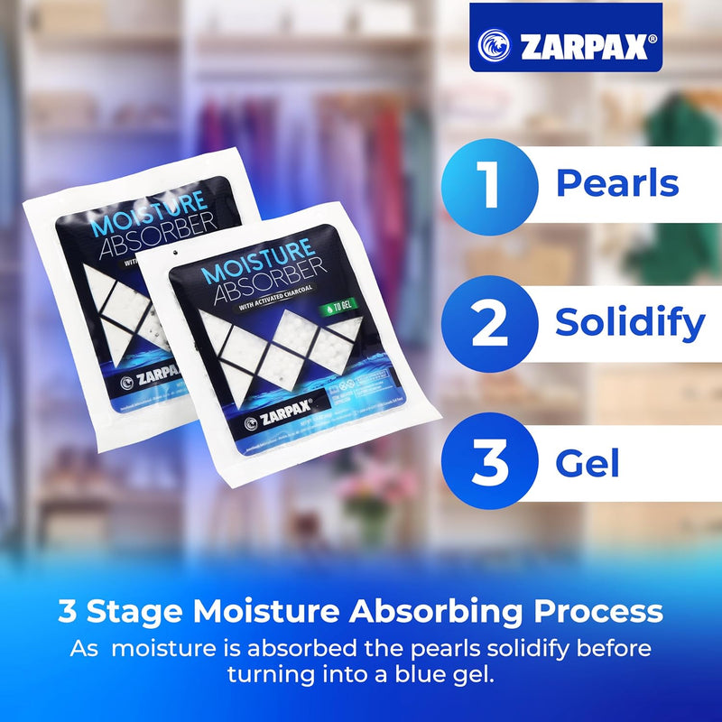 Zarpax Moisture Absorber Sachets Activated Charcoal 1.4 oz