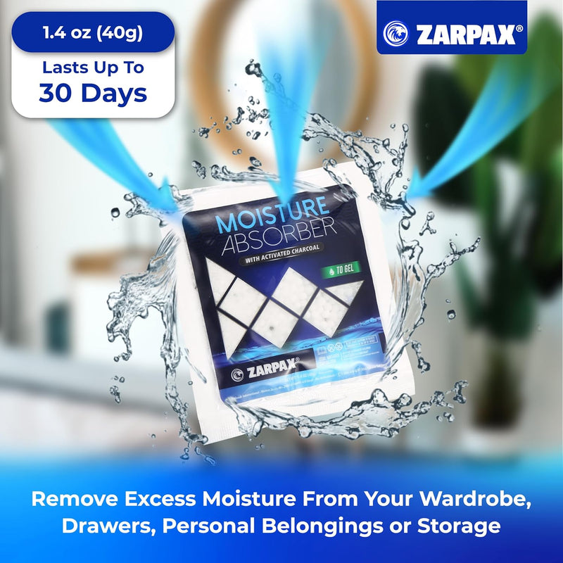 Zarpax Moisture Absorber Sachets Activated Charcoal 1.4 oz