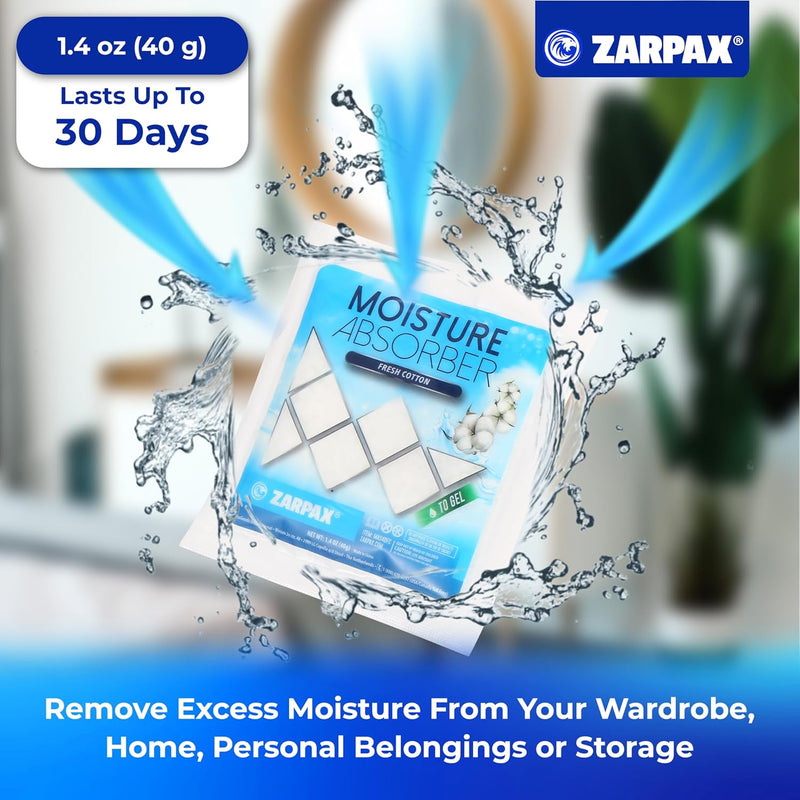 Zarpax Moisture Absorber Sachets Fresh Cotton 1.4 oz