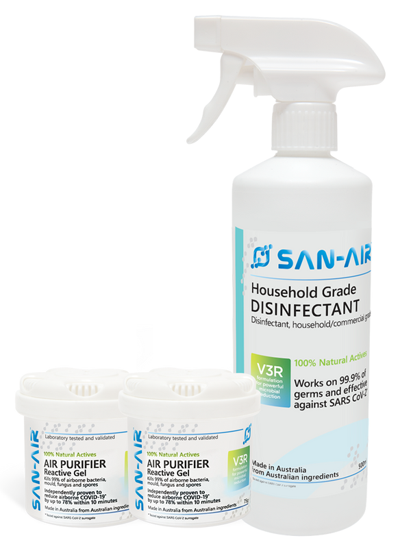 SAN-AIR V3R Spring Wellness Purification BUNDLE - Surface Disinfectant RTU and 2 Air Purifier Gels