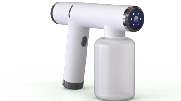 A handheld sprayer gun and its attachment on a white background